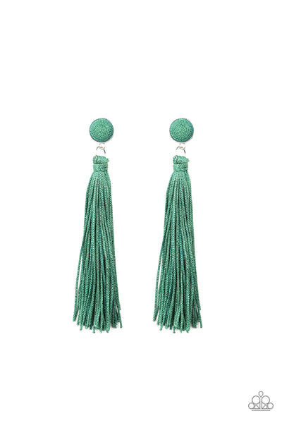Paparazzi Earrings - Tightrope Tassel - Green