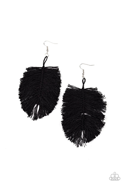 Paparazzi Earring - Hanging By A Thread - Black