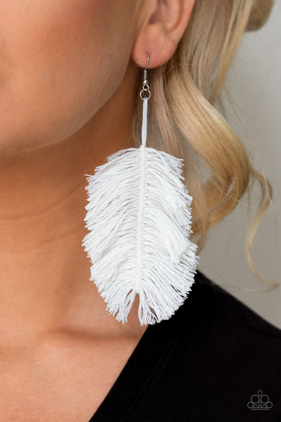 Paparazzi Earring - Hanging By A Thread - White