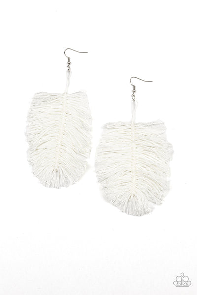 Paparazzi Earring - Hanging By A Thread - White