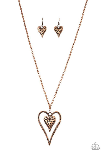 Paparazzi Necklace - Hardened Hearts - Copper