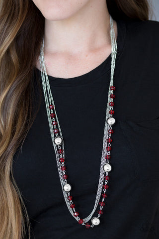 Paparazzi Necklace - High Standards - Red