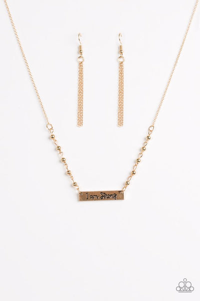Paparazzi Necklace - I Am Strong - Gold