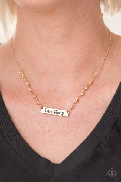 Paparazzi Necklace - I Am Strong - Gold