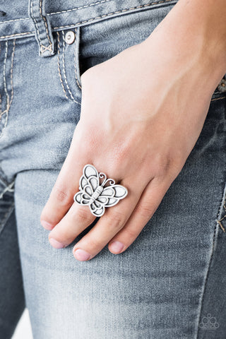 Paparazzi Ring - Sky High Butterfly - Silver