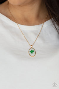 Paparazzi Necklace - Make Your Own Luck - Gold Green