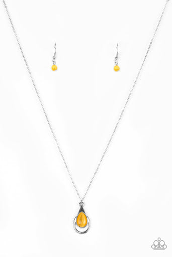 Paparazzi Necklace - Just Drop It - Yellow
