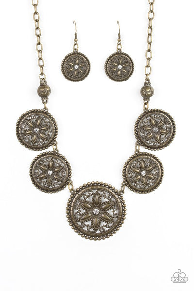 Paparazzi Necklace - Written in the Star Lillies - Brass