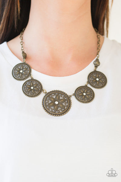 Paparazzi Necklace - Written in the Star Lillies - Brass