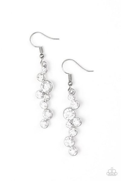 Paparazzi Earrings - Milky Way Magnificence - White Silver