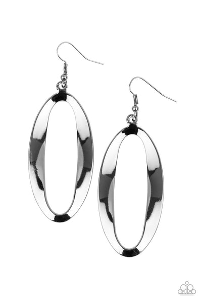 Paparazzi Earring - OVAL My Head - Black