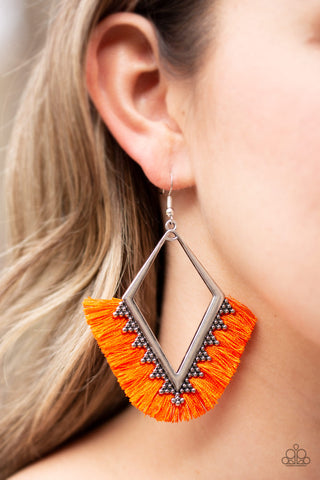 Paparazzi Earrings - When In Peru - Orange