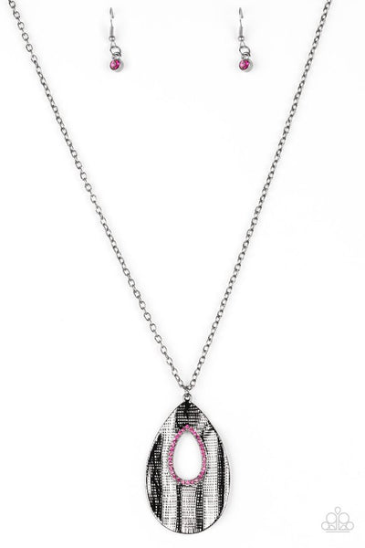 Paparazzi Necklace - Stop, Teardrop, and Roll - Pink
