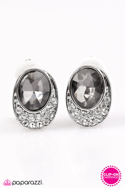 Paparazzi Earring - Command and Shine - Silver Clip-On