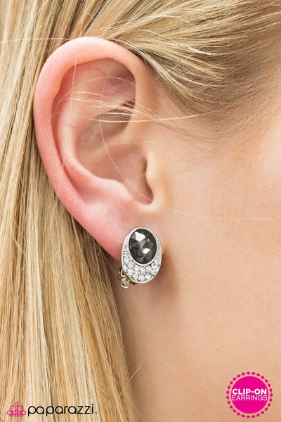 Paparazzi Earring - Command and Shine - Silver Clip-On