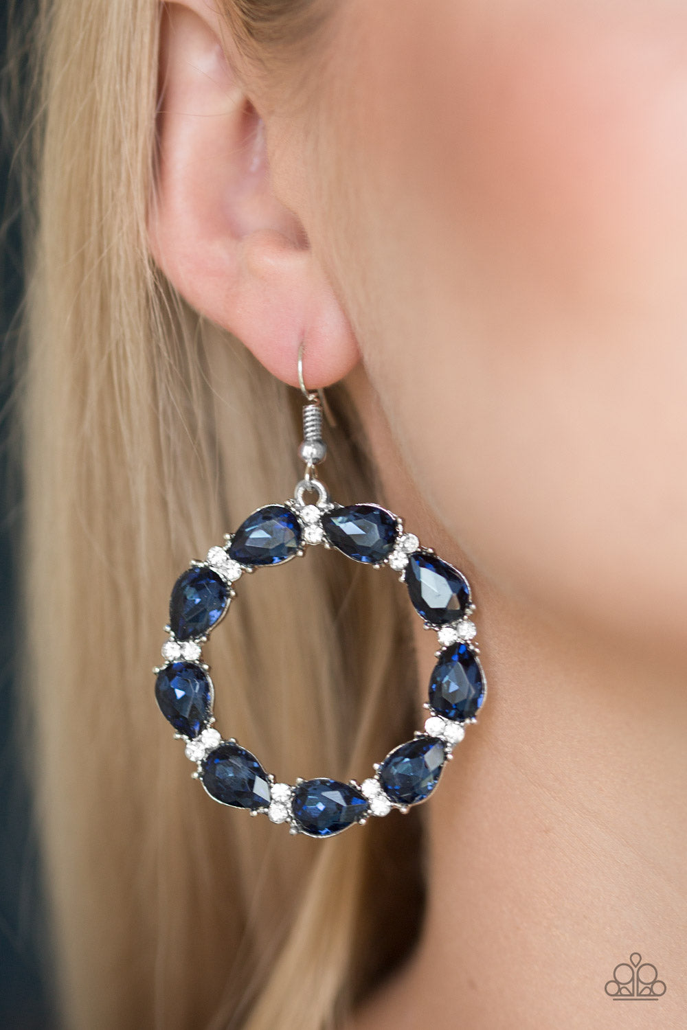 Paparazzi Earring - Ring Around the Rhinestones - Blue