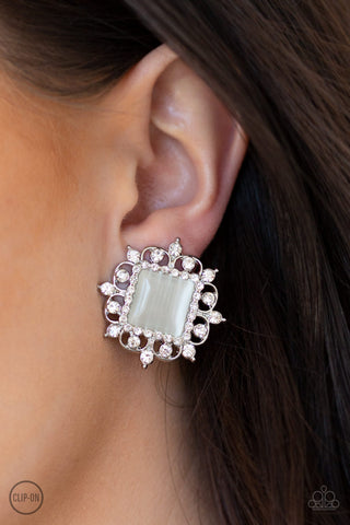 Paparazzi Earring - Get Rich Quick - White Clip-On