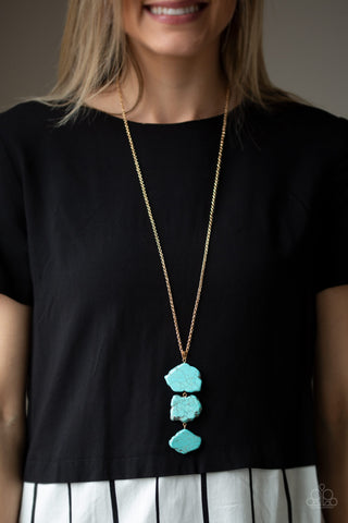 Paparazzi Necklace - On The Roam Again - Gold Blue