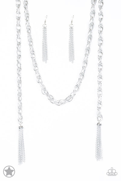 Paparazzi Necklace - Blockbuster - Scarfed for Attention - Silver