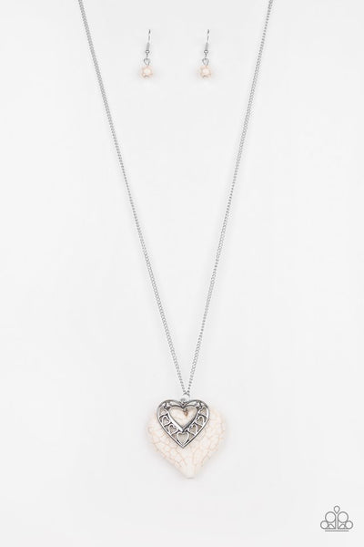Paparazzi Necklace - Southern Heart - White