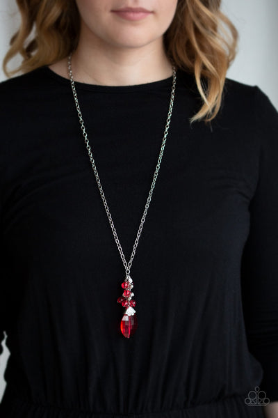 Paparazzi Necklace - Crystal Cascade - Red
