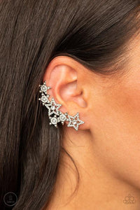 Paparazzi Earring - Star-Spangled Shimmer - White Crawler