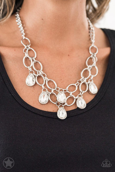 Paparazzi Necklace - Blockbuster - Show-Stopping Shimmer - White