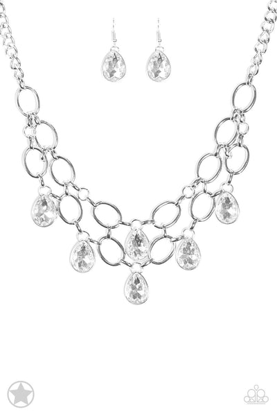 Paparazzi Necklace - Blockbuster - Show-Stopping Shimmer - White