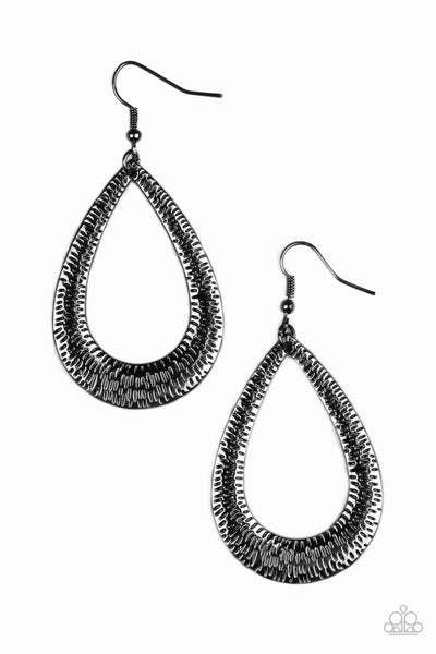 Paparazzi Earring - Straight Up Shimmer - Black