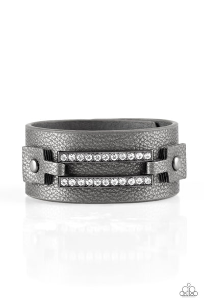 Paparazzi Bracelet - Street Glam - Silver Black Urban Wrap