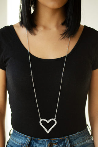 Paparazzi Necklace - Pull Some Heart-strings - White