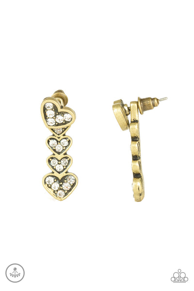 Paparazzi Earrings - Heartthrob Twinkle - Brass