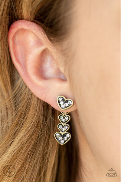 Paparazzi Earrings - Heartthrob Twinkle - Brass