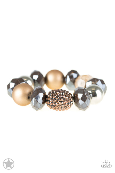 Paparazzi Blockbuster Bracelet - All Cozied Up - Brown Copper
