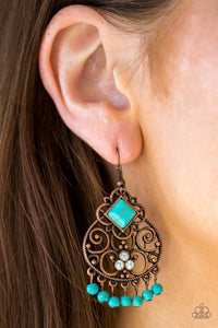 Paparazzi Earrings - Western Wonder - Blue Copper