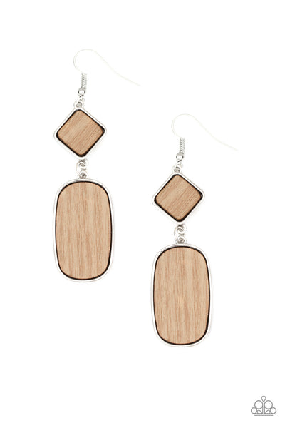 Paparazzi Earrings - You WOOD Be So Lucky - Brown